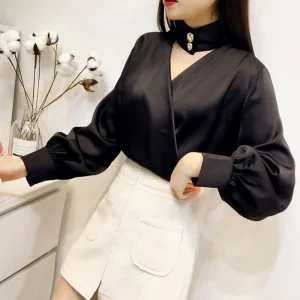 Blouse En Satin Noir