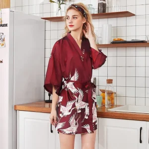 Kimono Satin Bordeaux