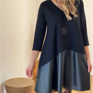 Robe noire bi-matière T.U