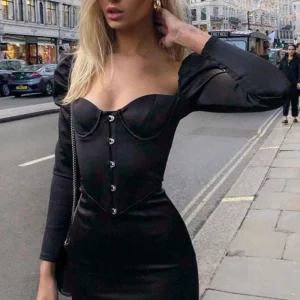 Robe Bustier Satin Noire