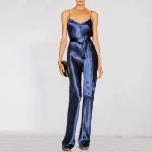 Combinaison Satin Bleu Nuit