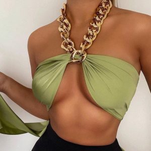 Crop Top en Satin Vert