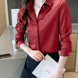 Chemisier Satin Rouge