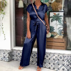 Combinaison Satin Bleu Marine