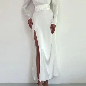 Robe Satin Midi Blanche