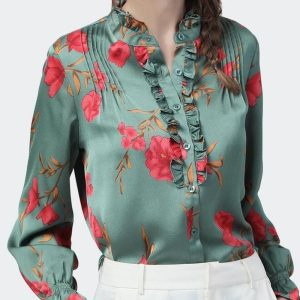 Chemisier Satin Fleuri