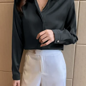 Chemisier Satin Noir