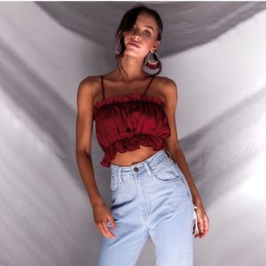 Crop Top Satin Bordeaux