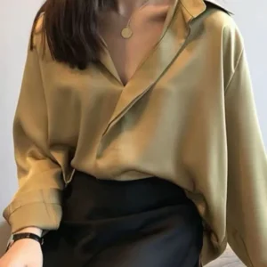 Chemisier en Satin Vert