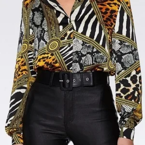 Chemisier Satin Imprimé Sauvage