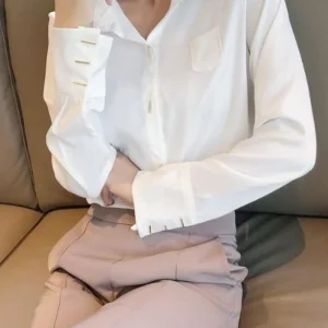 Chemisier Satin Boutons Dorés Design