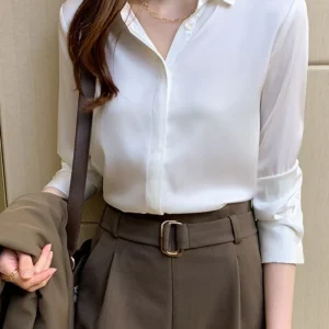 Chemisier Satin Blanc