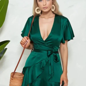 Robe en Satin Verte