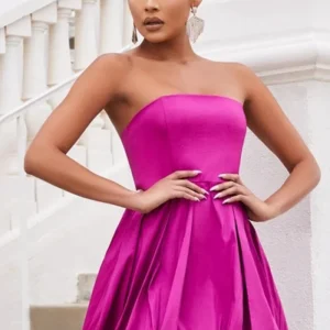 Robe Satin Rose Fushia
