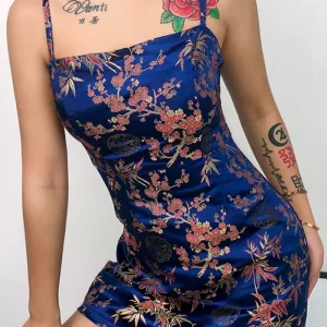 Robe Satin Bleue Chinois