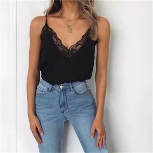 Caraco Satin Noir Dentelle Fine