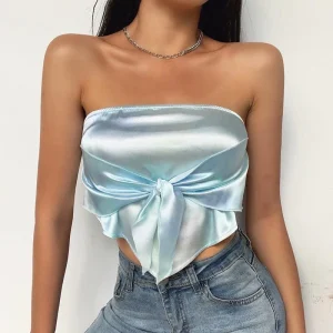 Crop Top Satin Imprimé Tie And Dye