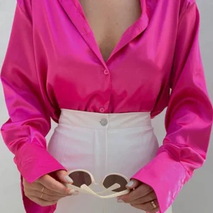 Chemisier Satin Rose Fuchsia