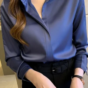 Chemisier Satin Bleu