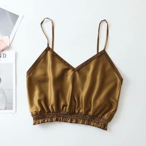 Crop Top Satin Marron