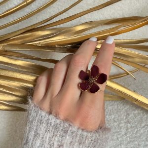Bague fleur bordeaux