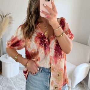 Blouse ample motifs dorés – Aurore