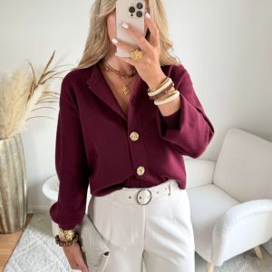 Gilet bordeaux boutons dorés – Nori