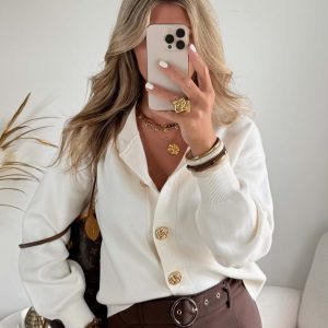 Gilet écru boutons dorés – Nori