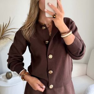 Gilet marron boutons dorés – Nori