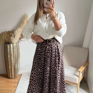 Jupe à poches léopard