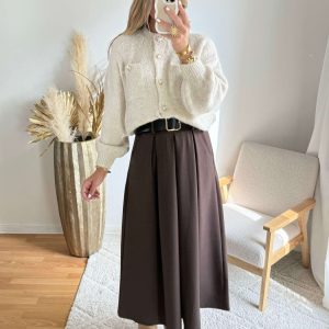 Jupe à poches marron