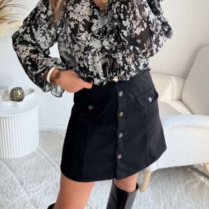 Jupe courte effet daim noire