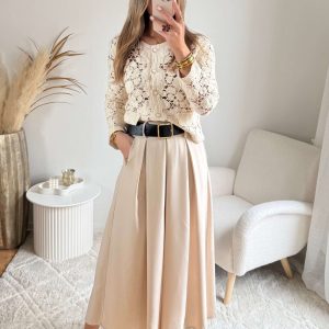 Jupe à poches beige