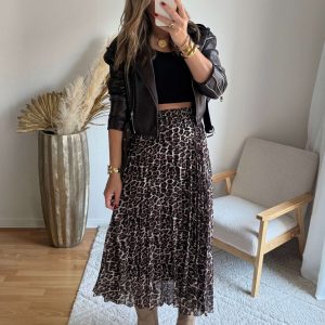 Jupe plissée – léopard