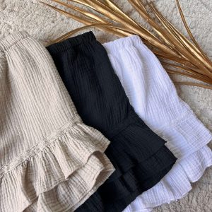 Jupe-short blanc en gaze de coton