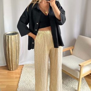 Pantalon large doré