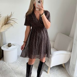 Robe chocolat à pois – Anne