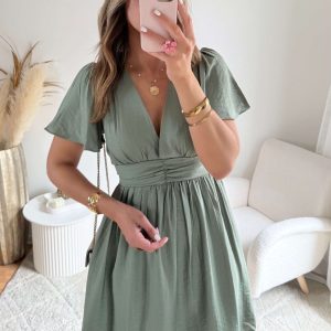 Robe courte vert sauge – Diana