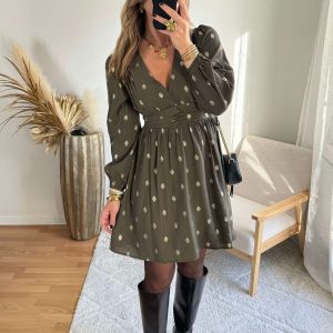 Robe kaki dorée – Alicia