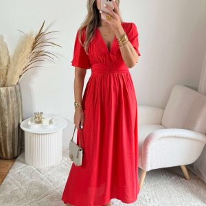 Robe longue corail – Diana