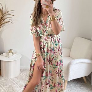 Robe longue motifs dorés – Melina