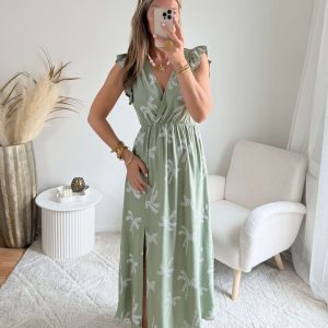 Robe longue vert sauge – Soline