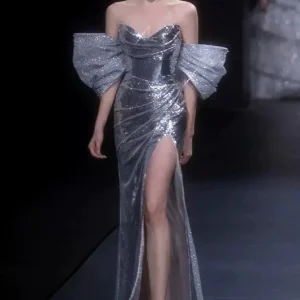 Robe bustier argenté