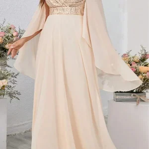 Robe longue beige grande taille