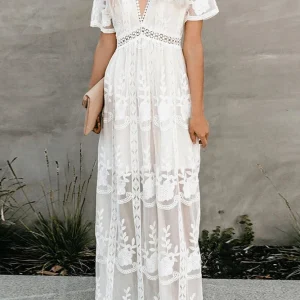 Robe longue blanc cassé