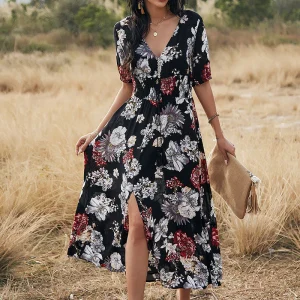 Robe longue fleurie chic