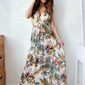Robe longue imprimé tropical