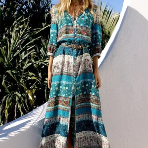 Robe longue manche 3/4