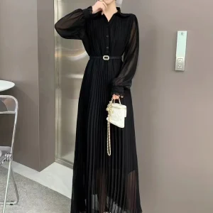 Robe longue manche longue mousseline