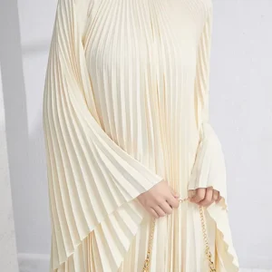 Robe longue plissée grande taille